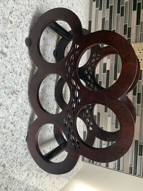 Wooden 6-Bottle Wine Rack - Dark Brown. Pre-Owned. Size:16x10.